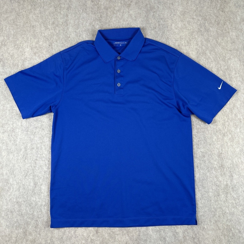 Nike Dri-FIT Mens Polo Shirt  Blue Short Sleeve Golf Top Large